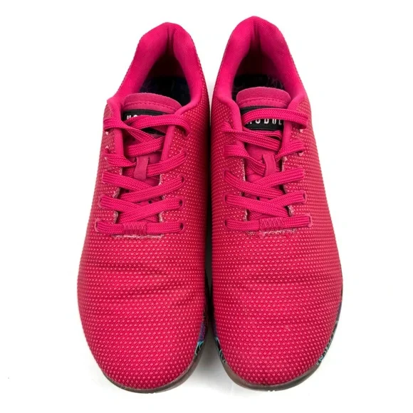 NO BULL Super Fabric Sneakers 9.5 Womens Lace up Mens 8 Bright Red Pink - Picture 3 of 12